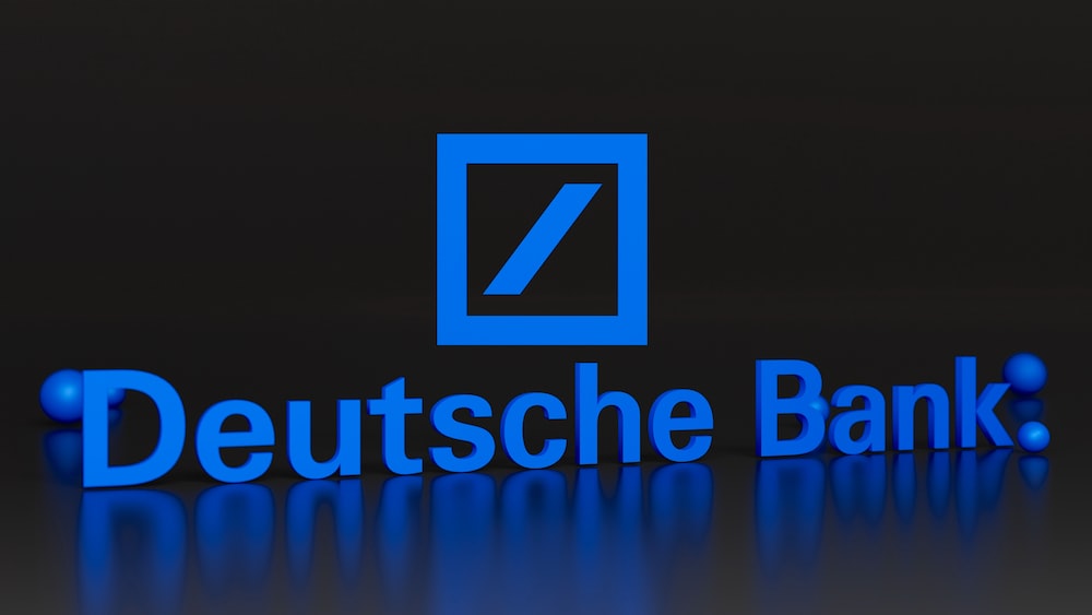 a blue sign that says deutsche bank