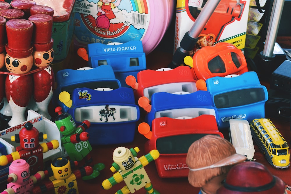 a bunch of toys that are on a table