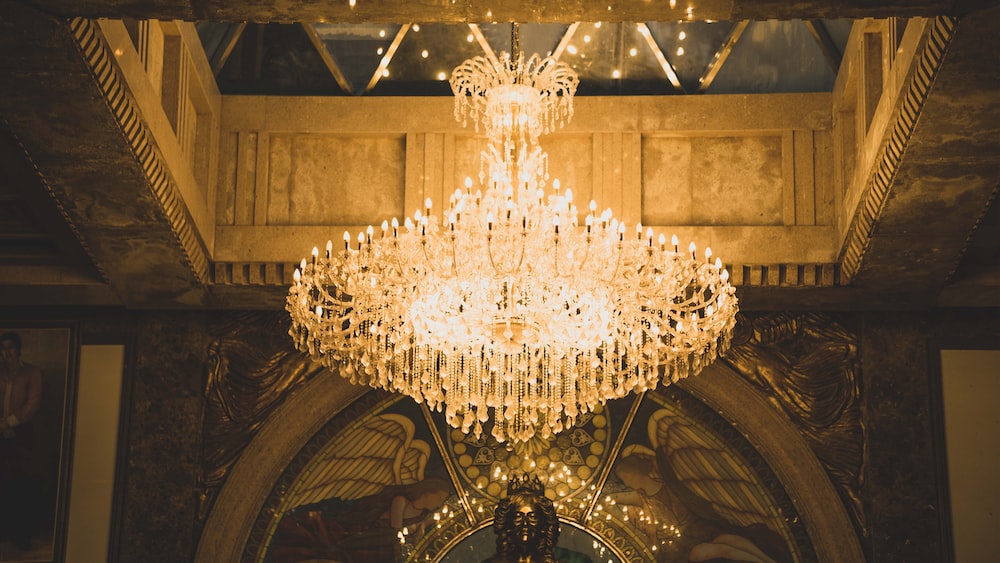 a chandelier in a room