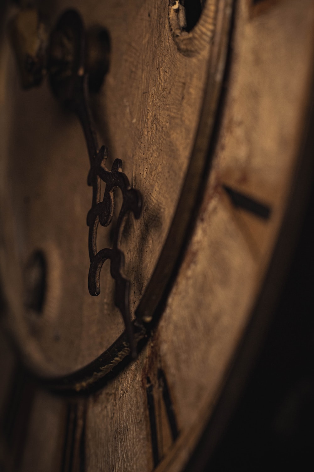 a close up of an old clock face