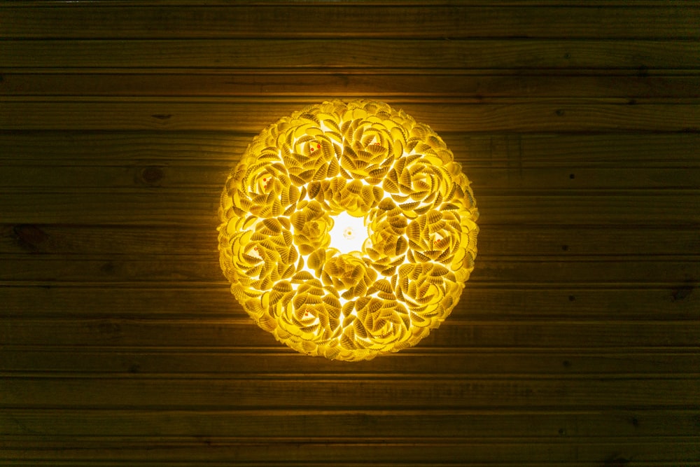 a light on a wood surface