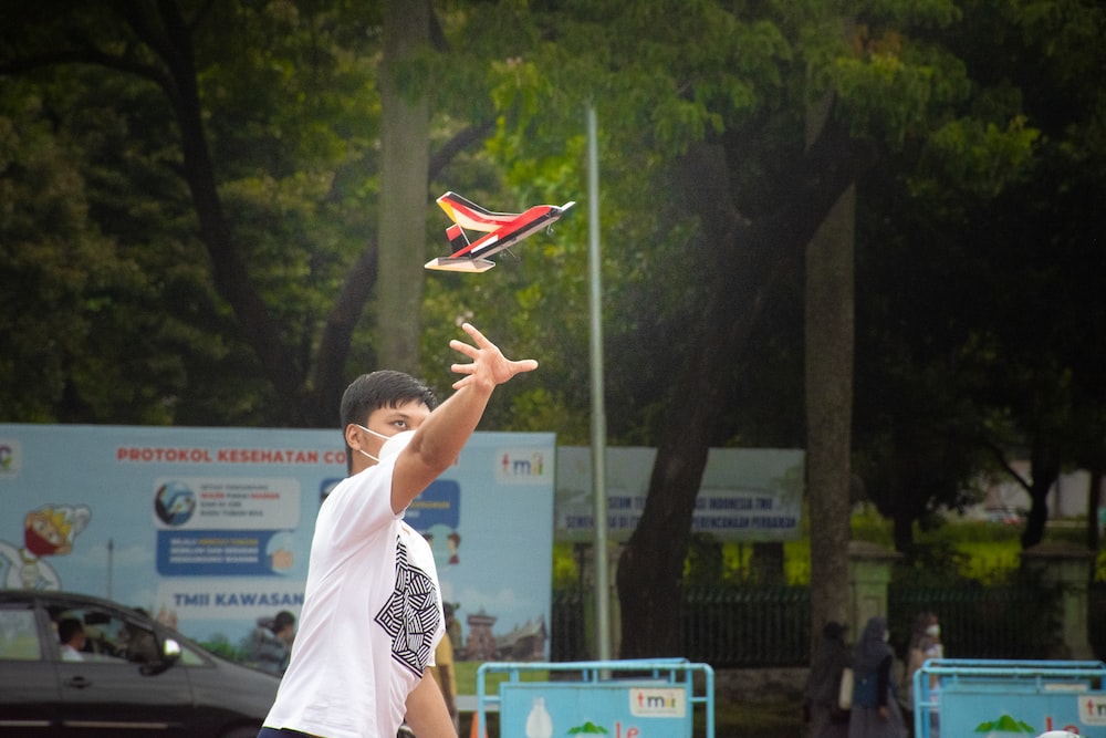 a man flying a kite