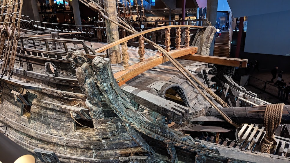 a model of a pirate ship in a museum