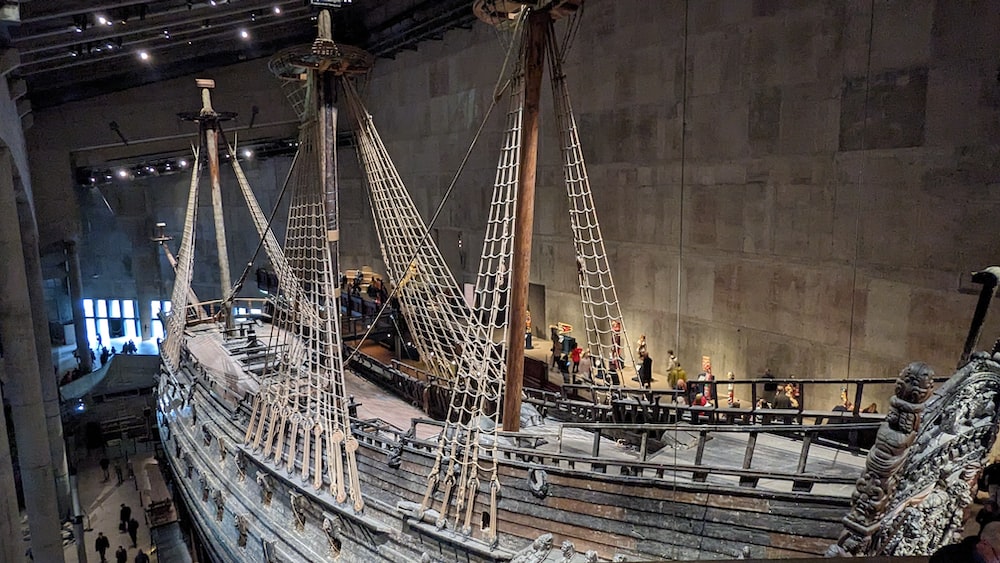 a model of a ship in a museum