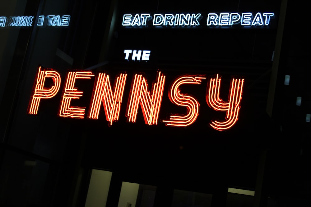 a neon sign that reads the pennsylvania