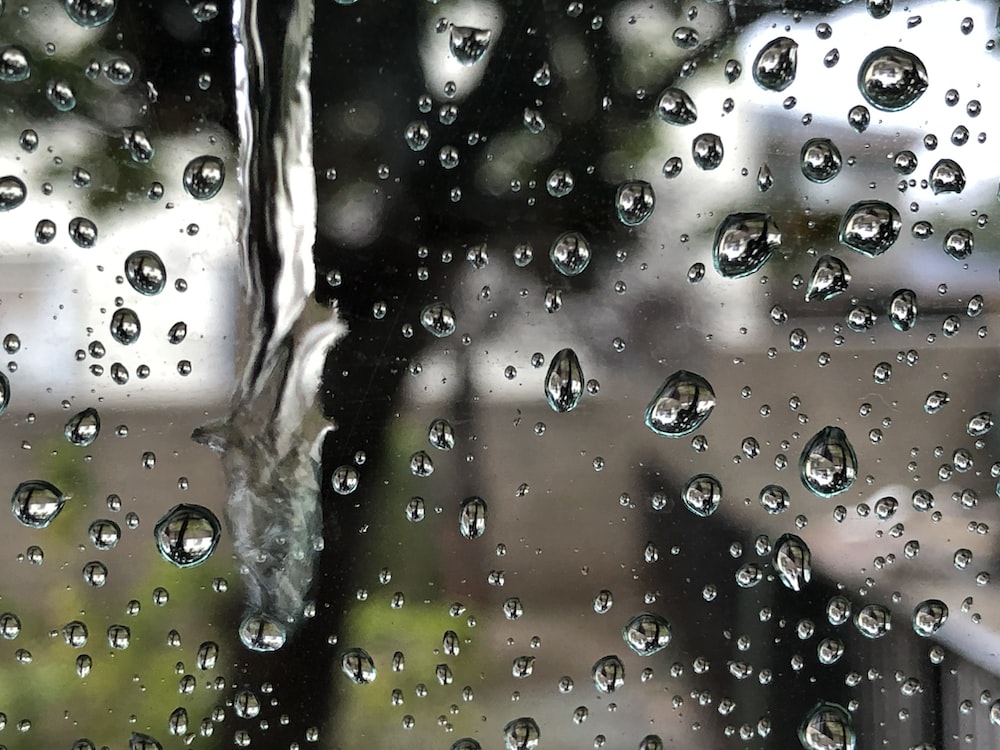 a window with water drops on it