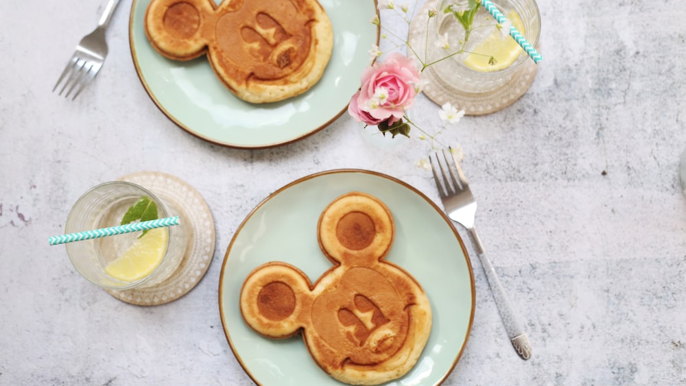 two Mickey Mouse pancakes