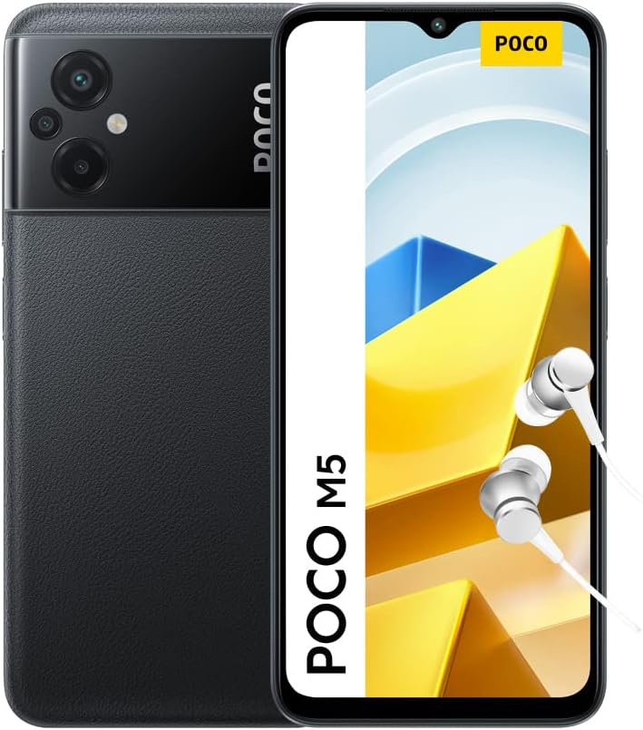 
Xiaomi POCO M5 - Smartphone de 4+128GB, Pantalla de 6.58" 90Hz FHD+ DotDrop, MediaTek Helio G99, Triple cámara de 50MP con IA, 5000mAh, NFC, Negro
